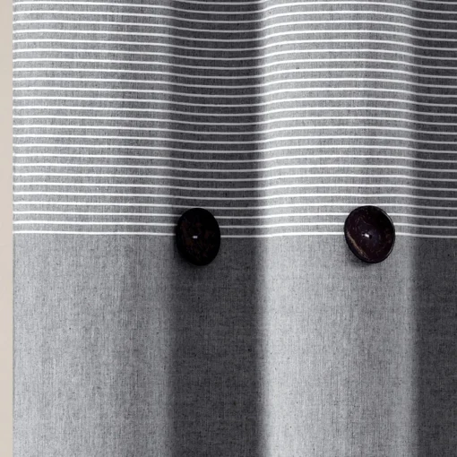 Farmhouse Button Stripe Yarn Dyed Shower Curtain