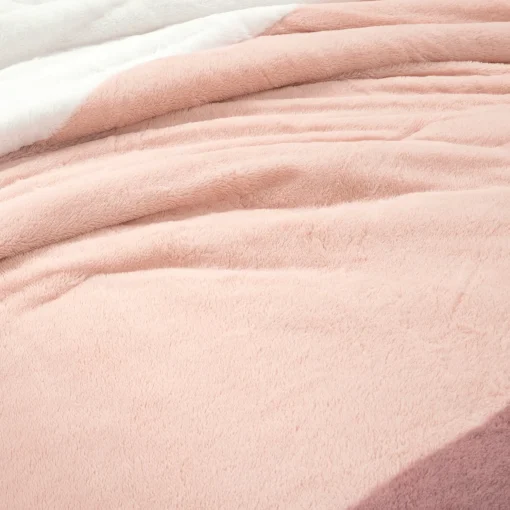 Farmhouse Color Block Ultra Soft Faux Fur Comforter Set