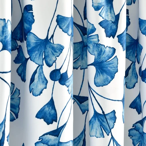 Farmhouse Ginkgo Leaf Light Filtering Window Curtain Panel Set