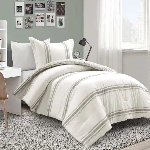 Farmhouse Stripe Reversible Comforter Set