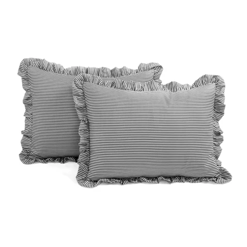 Farmhouse Stripe Reyna Ruffle Reversible Comforter 3 Piece Set