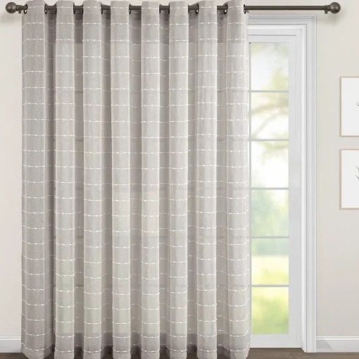 Farmhouse Textured Grommet Sheer Ultra Wide Window Curtain Panel