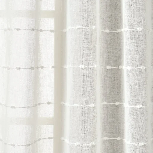 Farmhouse Textured Sheer Back Tab Rod Pocket Window Curtain Panel Set