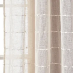 Farmhouse Textured Sheer Back Tab Rod Pocket Window Curtain Panel Set