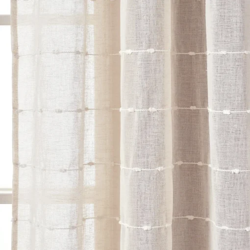 Farmhouse Textured Sheer Back Tab Rod Pocket Window Curtain Panel Set