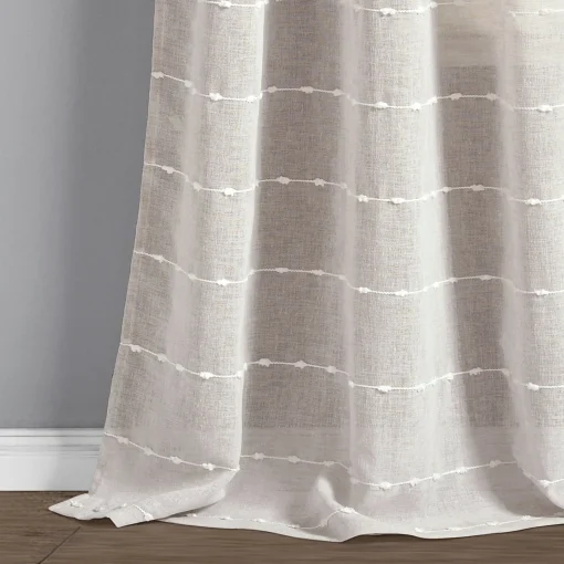 Farmhouse Textured Sheer Back Tab Rod Pocket Window Curtain Panel Set