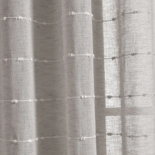 Farmhouse Textured Sheer Back Tab Rod Pocket Window Curtain Panel Set
