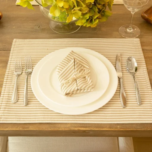 Farmhouse Ticking Stripe Yarn Dyed Placemat 4-Pack Set