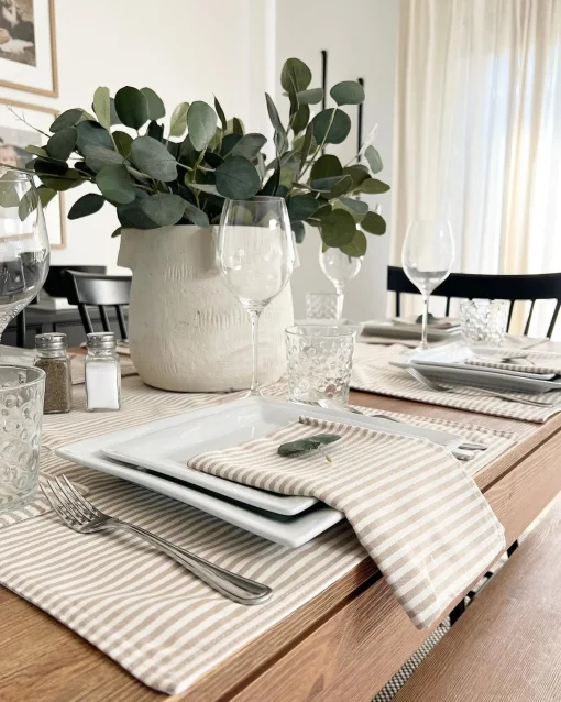 Farmhouse Ticking Stripe Yarn Dyed Placemat 4-Pack Set