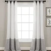 Faux Linen Grommet Color Block Window Curtain Panel