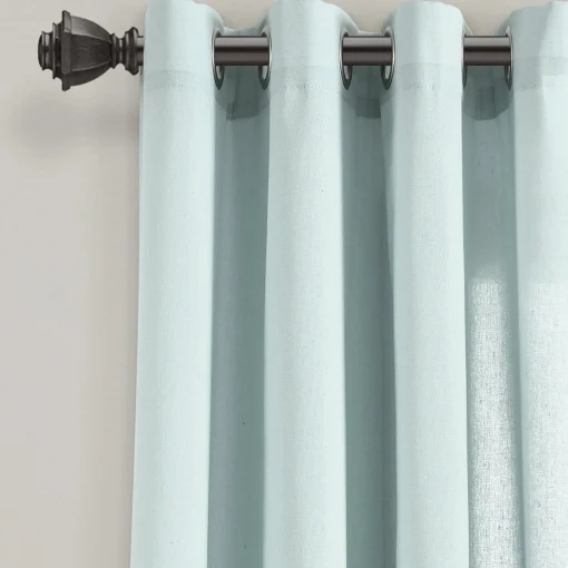 Faux Linen Grommet Window Curtain Panel Set