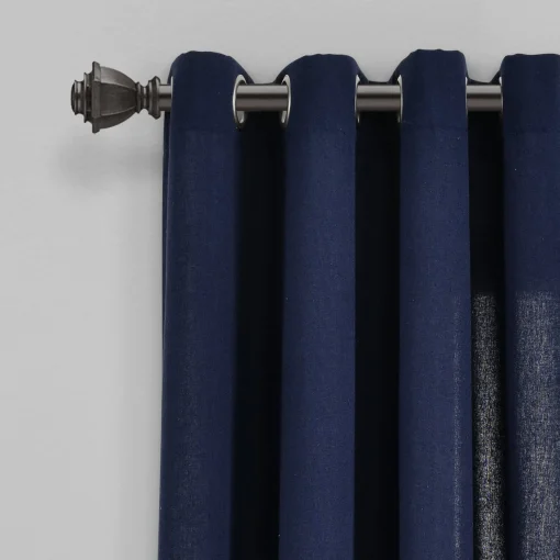 Faux Linen Grommet Window Curtain Panel Set