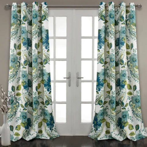 Floral Paisley Light Filtering Window Curtain Set