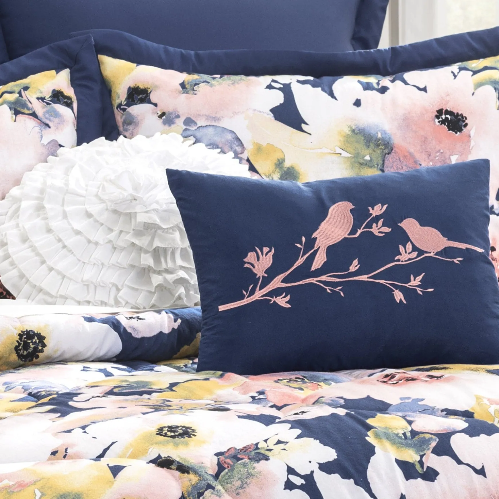 Floral Watercolor Comforter 7 Piece Set