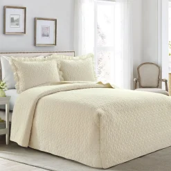 French Country Geo Ruffle Skirt 3 Piece Bedspread Set