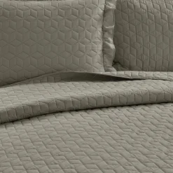 French Country Geo Ruffle Skirt 3 Piece Bedspread Set