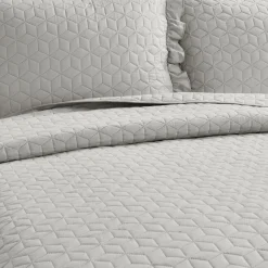 French Country Geo Ruffle Skirt 3 Piece Bedspread Set