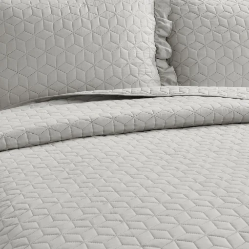 French Country Geo Ruffle Skirt 3 Piece Bedspread Set