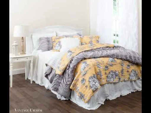 French Country Toile 3 Piece Quilt Set