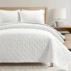 Haniya Solid Waffle Woven Cotton Textured Quilt Set