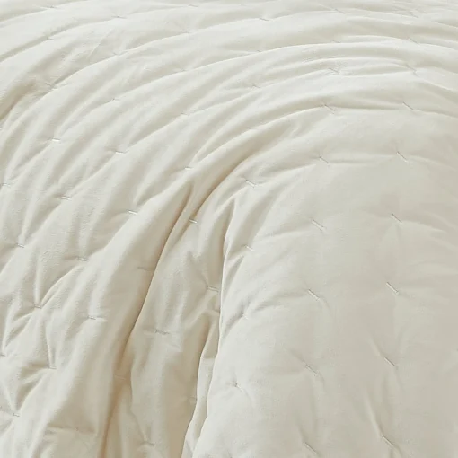 Haven Velvet Embroidered Stitch Cozy Super Soft Quilt 3 Piece Set