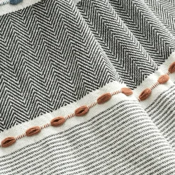 Herringbone Stripe Yarn Dyed Cotton Blanket/Coverlet