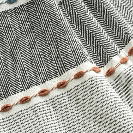 Herringbone Stripe Yarn Dyed Cotton Blanket/Coverlet