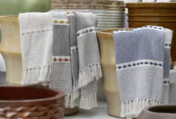 Herringbone Stripe Yarn Dyed Cotton Woven Tassel Throw