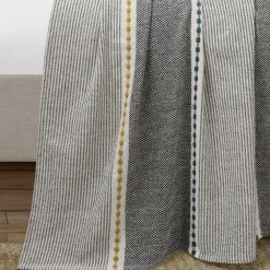 Herringbone Stripe Yarn Dyed Cotton Blanket/Coverlet