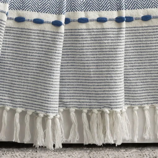Herringbone Stripe Yarn Dyed Cotton Woven Tassel Throw