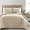Hexagon Honeycomb Textured Cotton Quilt 3 Piece Set