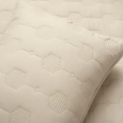 Hexagon Honeycomb Textured Cotton Quilt 3 Piece Set