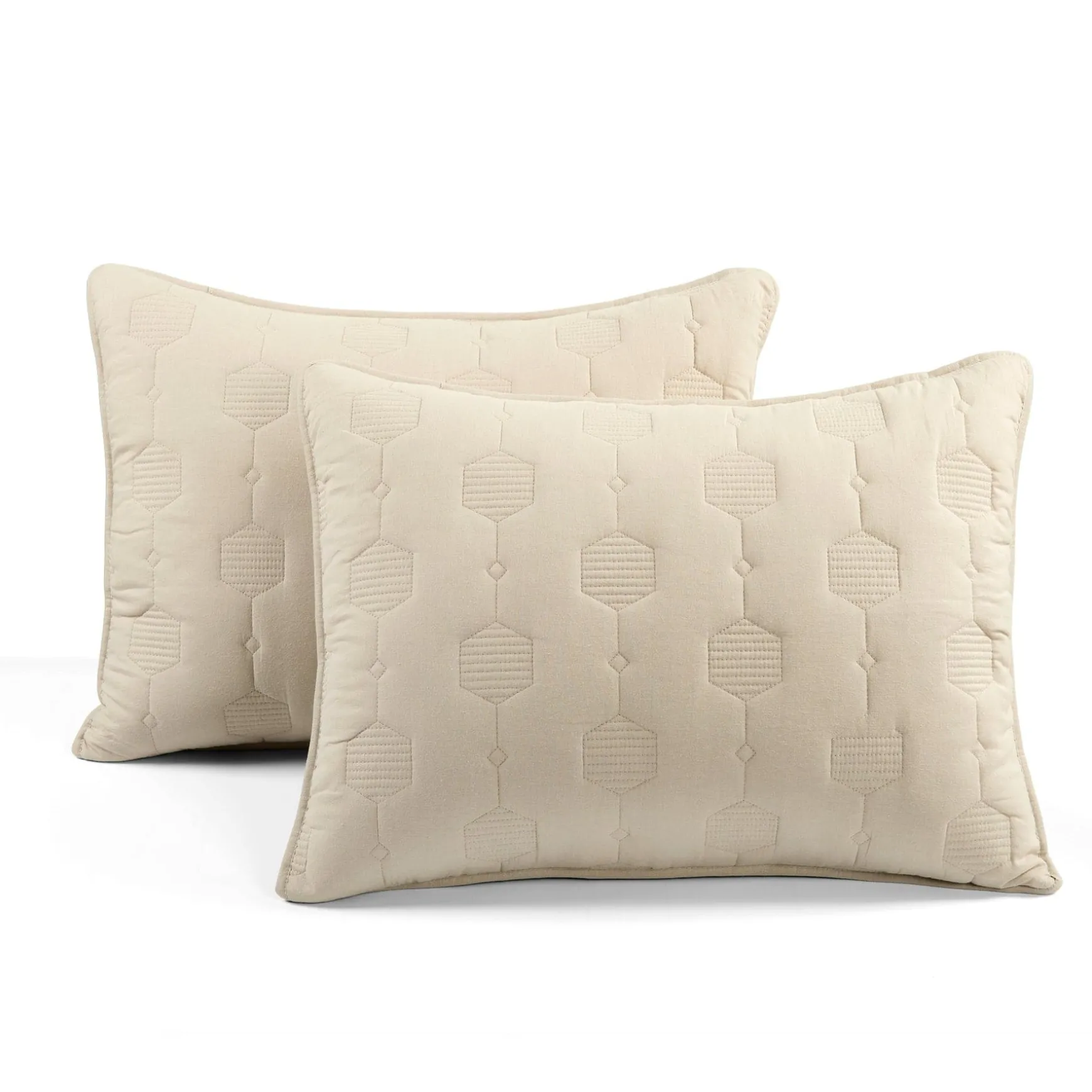 Hexagon Honeycomb Textured Cotton Quilt 3 Piece Set