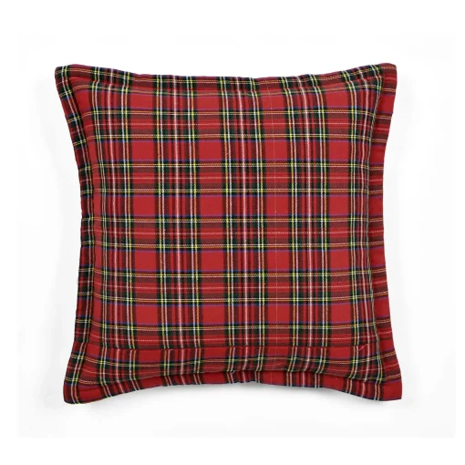 Home Family Blessing Plaid Embroidery Script Decorative Pillow Cover