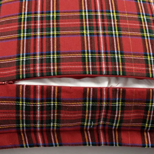 Home Family Blessing Plaid Embroidery Script Decorative Pillow Cover