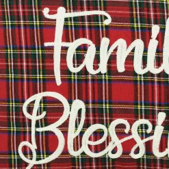 Home Family Blessing Plaid Embroidery Script Decorative Pillow Cover