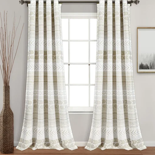 Hygge Geo Light Filtering Window Curtain Panel Set