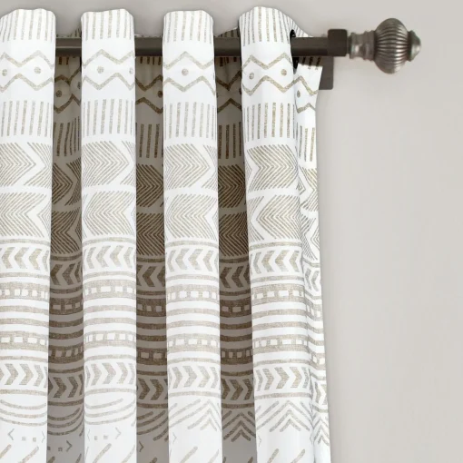 Hygge Geo Light Filtering Window Curtain Panel Set