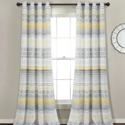 Hygge Geo Light Filtering Window Curtain Panel Set