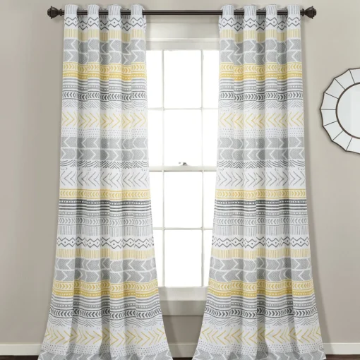 Hygge Geo Light Filtering Window Curtain Panel Set