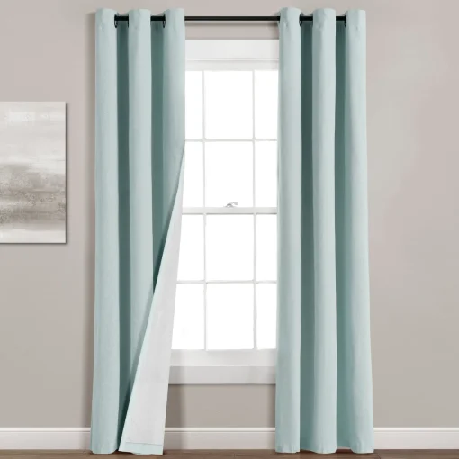 Insulated Grommet Blackout Faux Linen Window Curtain Panel