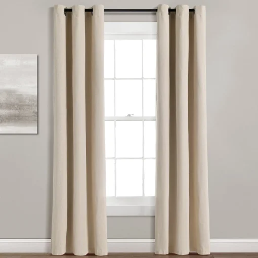 Insulated Grommet Blackout Faux Linen Window Curtain Panel