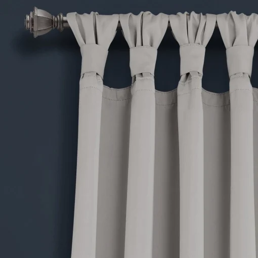 Insulated Knotted Tab Top Blackout Window Curtain Panel Set