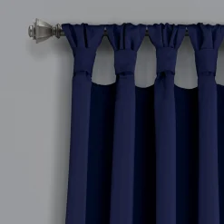 Insulated Knotted Tab Top Blackout Window Curtain Panel Set