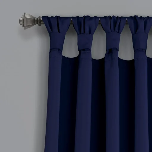 Insulated Knotted Tab Top Blackout Window Curtain Panel Set