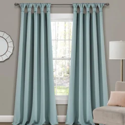 Insulated Knotted Tab Top Blackout Window Curtain Panel Set