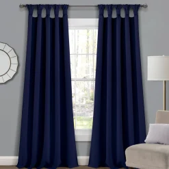 Insulated Knotted Tab Top Blackout Window Curtain Panel Set