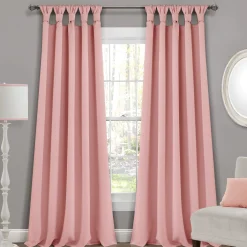 Insulated Knotted Tab Top Blackout Window Curtain Panel Set