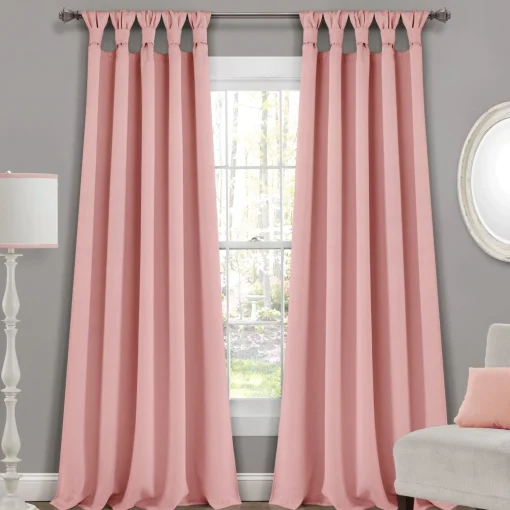 Insulated Knotted Tab Top Blackout Window Curtain Panel Set