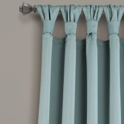 Insulated Knotted Tab Top Blackout Window Curtain Panel Set